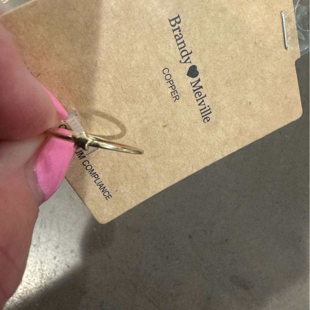 BRANDY MELVILLE winter White Los Angeles USA zipper Pouch w/ golden star  ring⭐️ - Picture 6 of 8